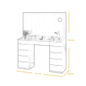 Alternative view of Dresser With LED Light Mirror تسريحة بمراة ليد