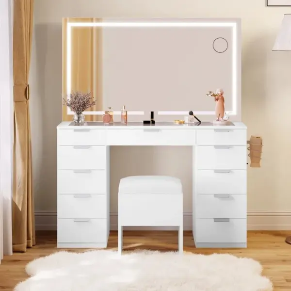 Dresser With LED Light Mirror تسريحة بمراة ليد