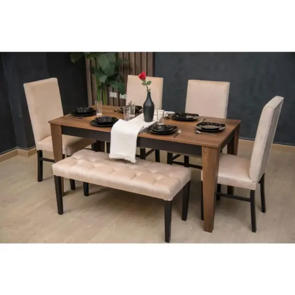 European Wood Dining Set 6 Pieces طقم سفرة