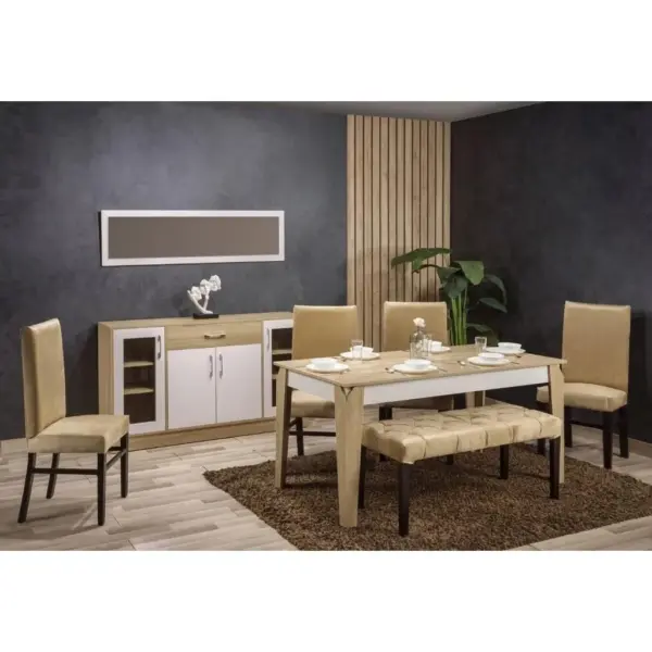 European Wood Dining Set 8 Pieces طقم سفرة