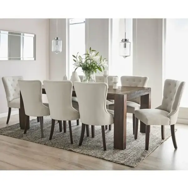 European Wood Dining Set 9 Pieces طقم سفره خشب