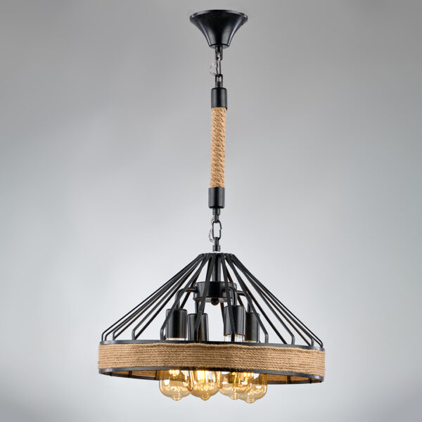 Hats Linen Chandelier Modern Black R1013 نجفة هاتس كتان مودرن اسود