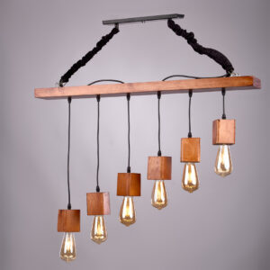Alternative view of Modern Chandelier Brown Wood R1045 نجفة مودرن خشب بني