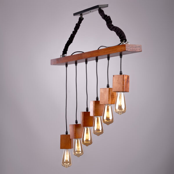 Modern Chandelier Brown Wood R1045 نجفة مودرن خشب بني