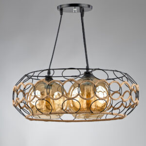 Modern Black Linen Ring Chandelier R1014 نجفة رينج كتان مودرن اسود