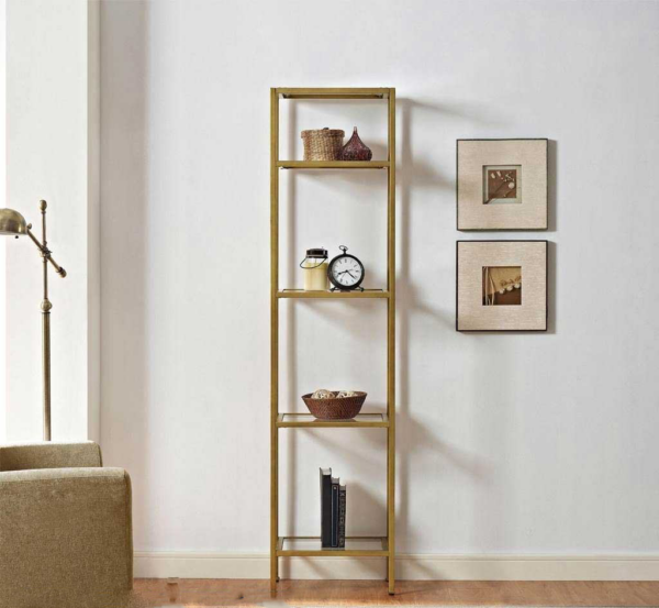 Steel Shelving Unit Gold With Glass Shelves وحده ارفف