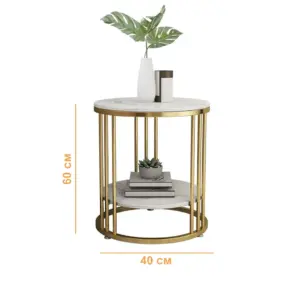 Alternative view of Steel Side Table Gold and White ترابيزة جانبية ستيل أبيض ذهبي