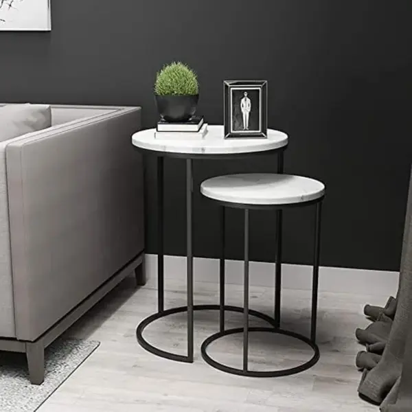 Steel Side Table Set 2 Piecesطقم ترابيزات جانبية من الستيل  قطعتين