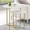 Steel Side Table Set White and Gold طاولة جانبية ذهبية قطعتين