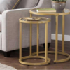 Steel Side Table Set With White Glass Top طقم ترابيزة جانبية بسطح زجاجي