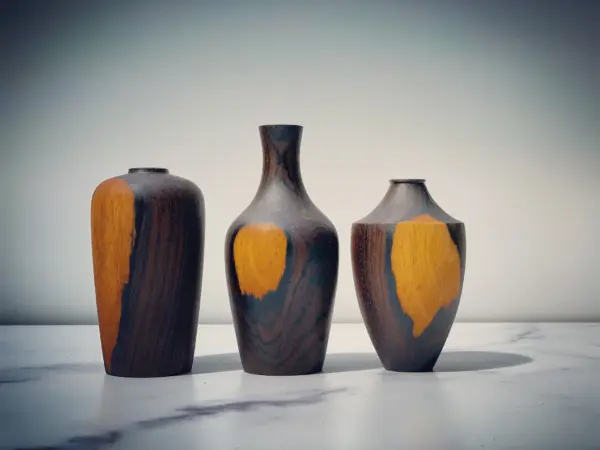 3 Vases Set 311 مجموعة 3 فازات خشبية