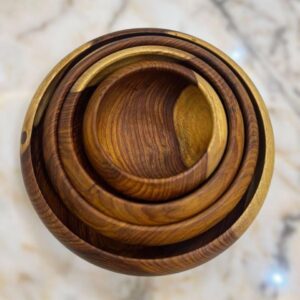 4 Bombe Dishes Set 321 مجموعة 4 أطباق بومبيه خشبي