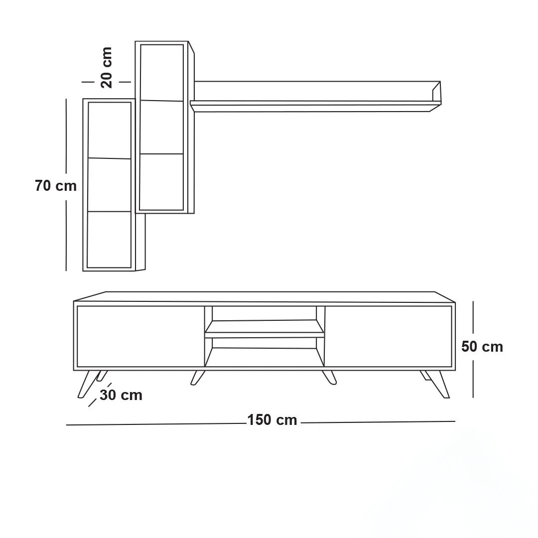 TV Unit TVU082 ترابيزة تلفزيون مع وحدة أرفف - Image 2