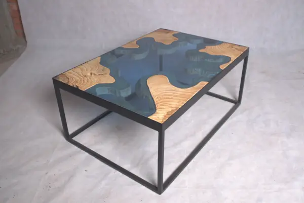 Coffee Table With Blue Glass TIC25 ترابيزة قهوة مع زجاج فاميه ازرق