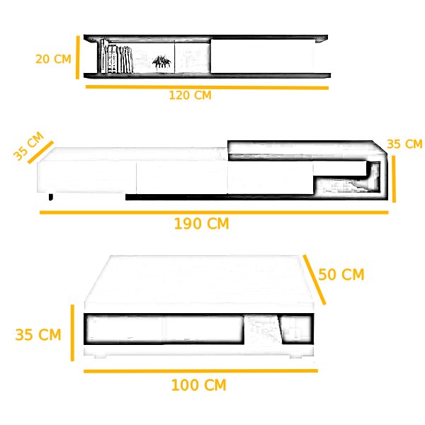 TV Unit and Coffee Table Set TVU096 طقم ترابيزة تلفزيون وترابيزة قهوة - Image 2