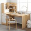 Wooden Desk Beige & White مكتب خشبي بيج وابيض