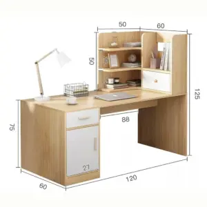 Alternative view of Wooden Desk Beige & White مكتب خشبي بيج وابيض