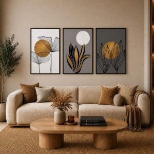 Golden Botanicals Frame Set FR032 لوحات النباتات الذهبية