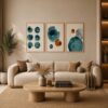 Teal & Rust Abstract Frame Set FR018 لوحات التجريد التيل والصدئي